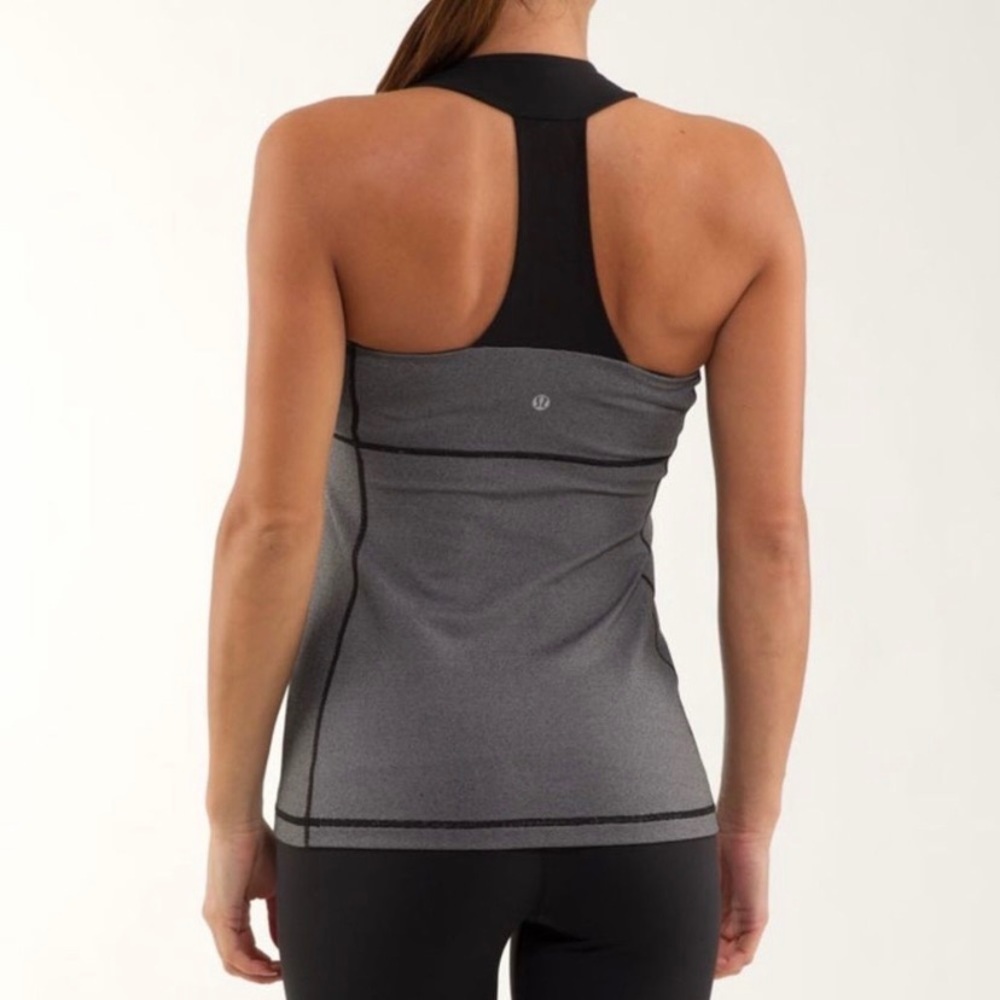Lululemon scoopneck scoop neck tank size 4 black white grey racerback small xs - Picture 3 of 11